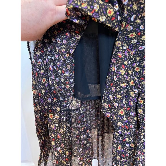 MinkPink Womens Sheer Floral Asymmetrical Midi Dress Size S Whimsigoth Feminine - Picture 12 of 16